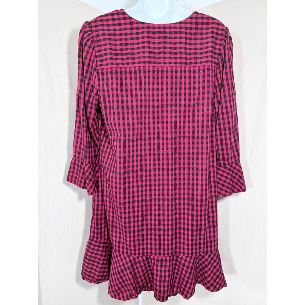 Time and Tru Plaid Gingham Ruffle Dress Size L - Picture 6 of 9